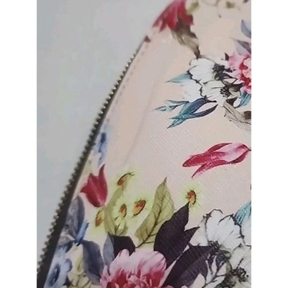 Floral Print Satchel Handbag in Cream and Brown